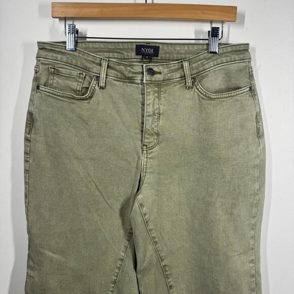 Not Your Daughters Jeans Women 12 Green Marisol Moss Lift & Tuck Tech Wide Leg - Picture 3 of 11